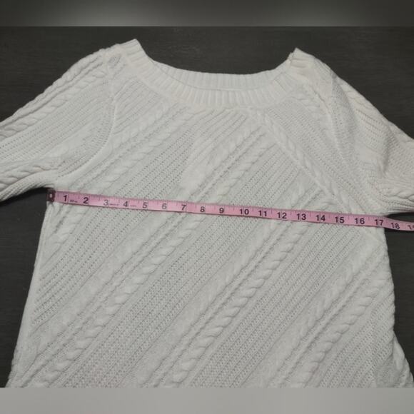 New York and Company Cream Cable Knit Sweater Size Medium - Picture 8 of 14